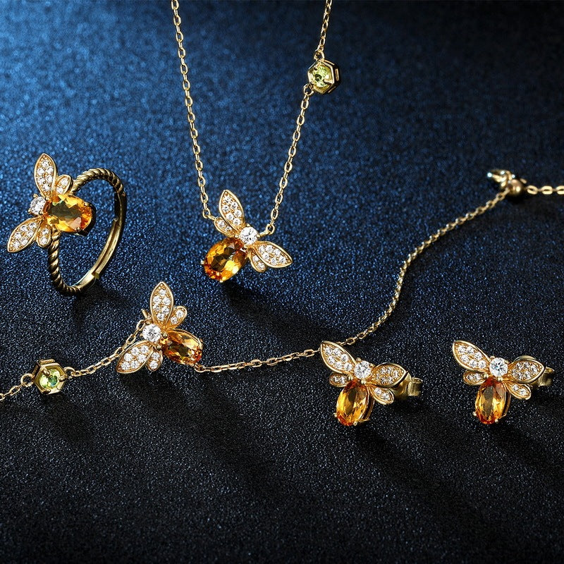 Little bee sterling silver gold-plated earrings