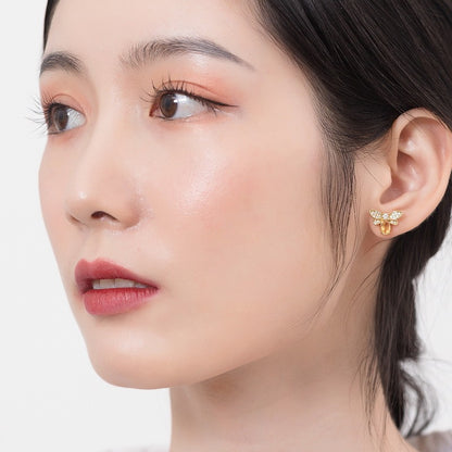 Little bee sterling silver gold-plated earrings