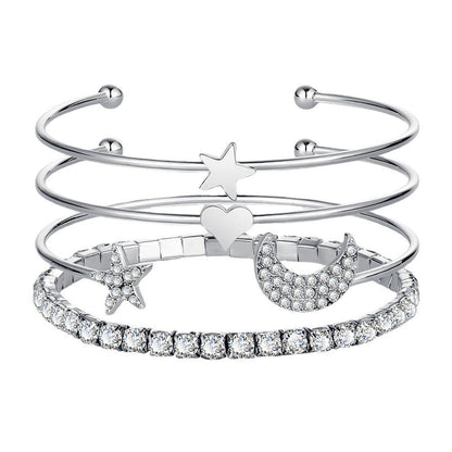 Women Moon Stars Cuff Bracelets