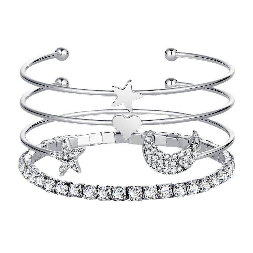 Women Moon Stars Cuff Bracelets