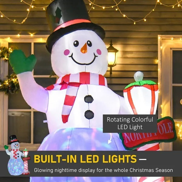 7.9 feet Christmas inflatable snowman with built-in LED lights for outdoor decoration