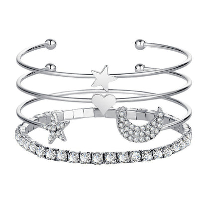 Women Moon Stars Cuff Bracelets