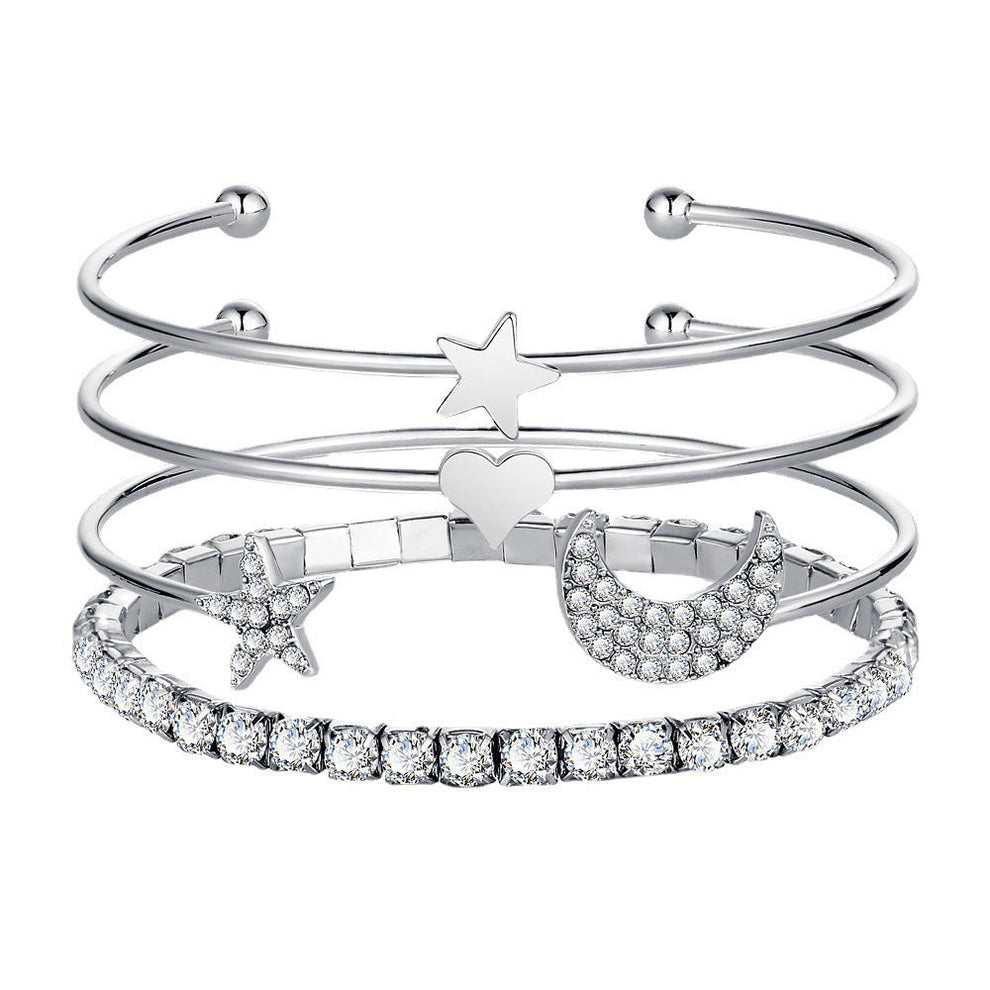 Women Moon Stars Cuff Bracelets
