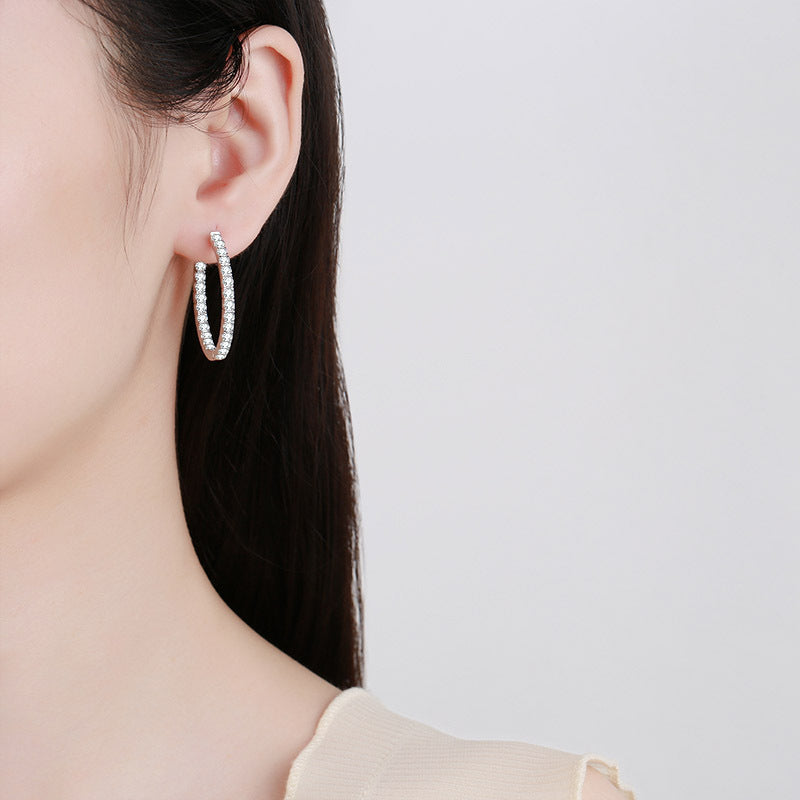 Fashion sterling silver hoop earrings for women with 925 silver and electroplated finish