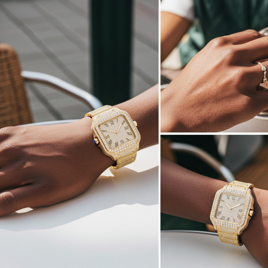 Clarity Moissanite Watch Men's Stainless Steel